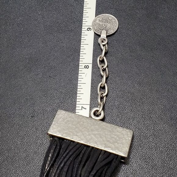 *Sale* Silver tone swirl with black cord bracelet - Picture 4 of 8